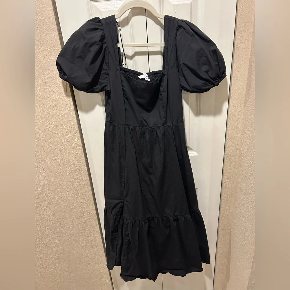ASTR The Label Poplin Puff Sleeve Tiered Midi Dress ,Large - Picture 8 of 12